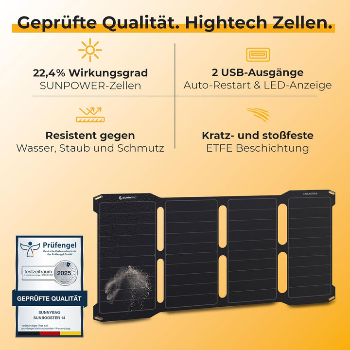 Sunnybag® SUNBOOSTER 28 Solarpanel [Faltbar & Effizient!] – Solarladegerät (Wasserfest & Robust) – S