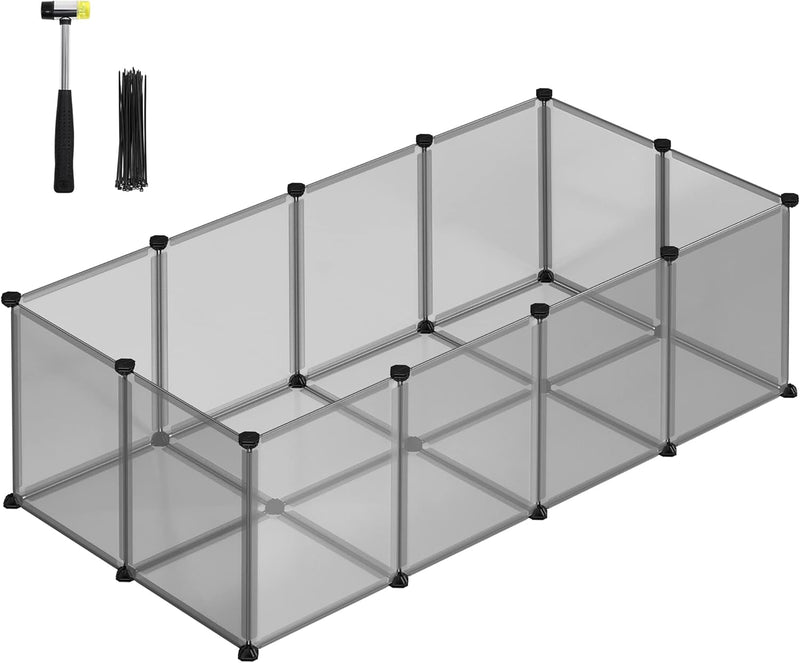 SONGMICS Freigehege mit Bodenplatten, Laufstall, Meerschweinchen Gehege, aus Kunststoff, Gehege für