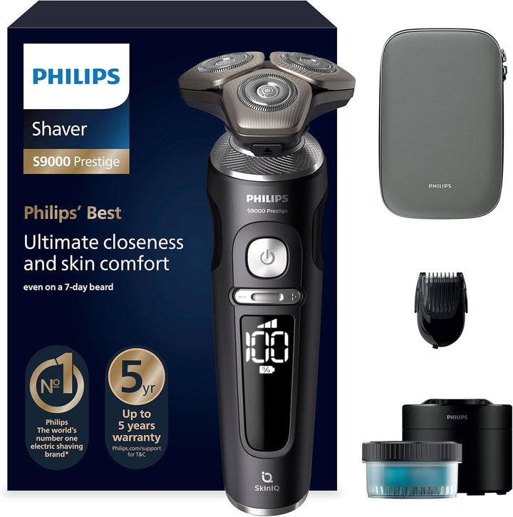 Philips Rasierer S9000 Prestige - Elektrischer Nass- und Trockenrasierer, Schwarz matt, Lift & Cut-R