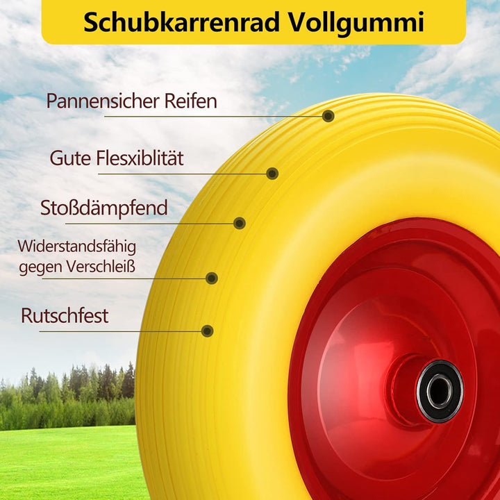 Gimisgu Schubkarrenrad 4.80 4.00-8 Vollgummi mit Achse Schiebkarrenrad Luftrad Ersatzrad Gummirad Pa