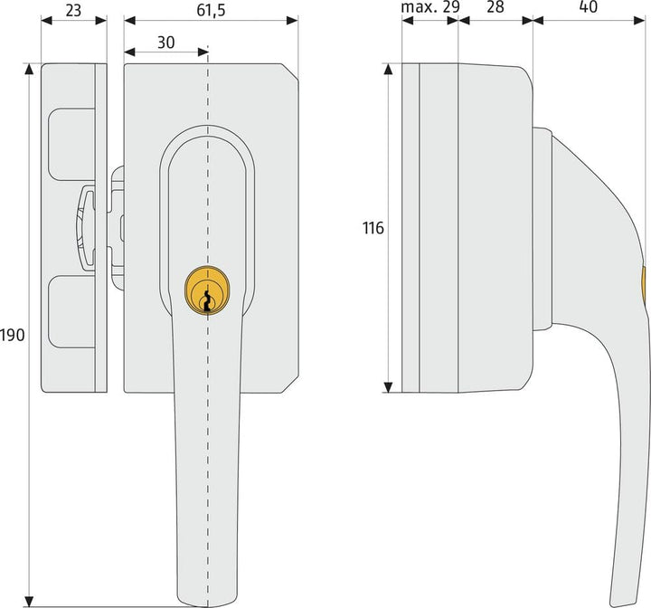 ABUS Fenster-Zusatzsicherung FO500N AL0125 - Fensterschloss mit Druckzylinder, gleichschliessend - A