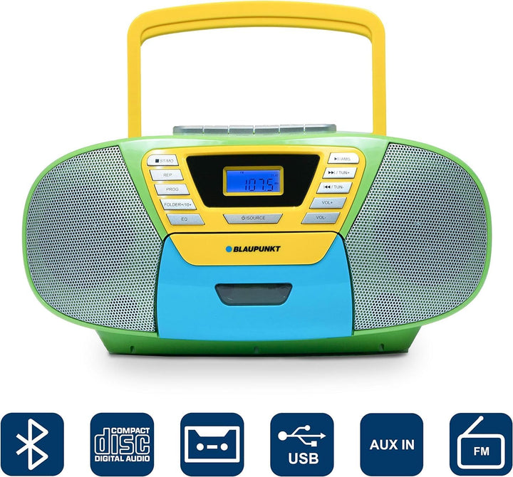 Blaupunkt B 120 MC tragbarer CD Player mit Bluetooth | Kassettenfach | Hörbuch Funktion | CD-Player