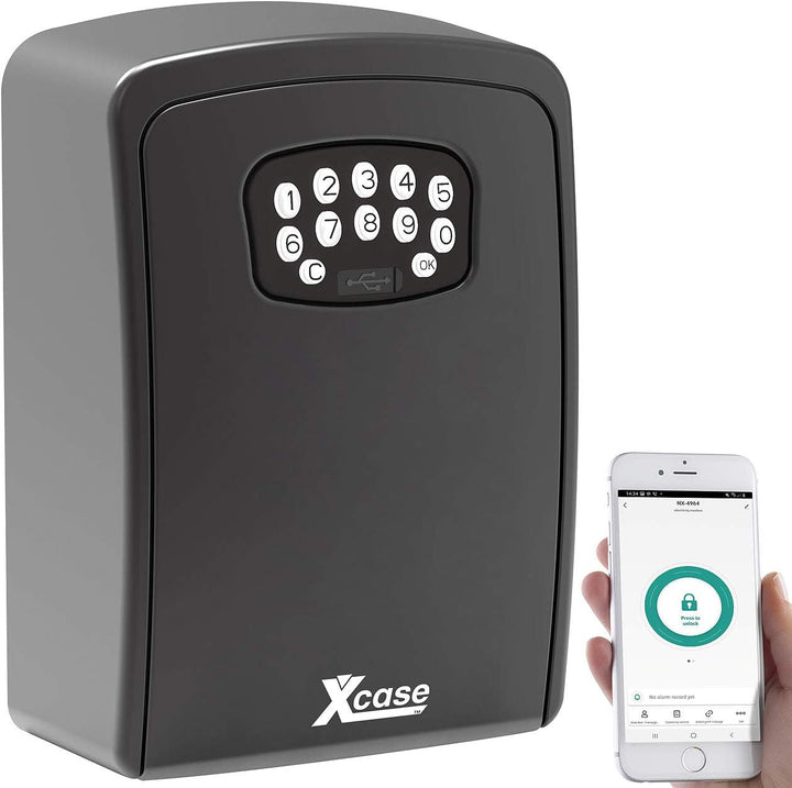 Xcase Schlüsselsafe: Mini-Schlüssel-Safe mit App-Kontrolle und WLAN-Gateway, IP54 (Schlüsseltresor f