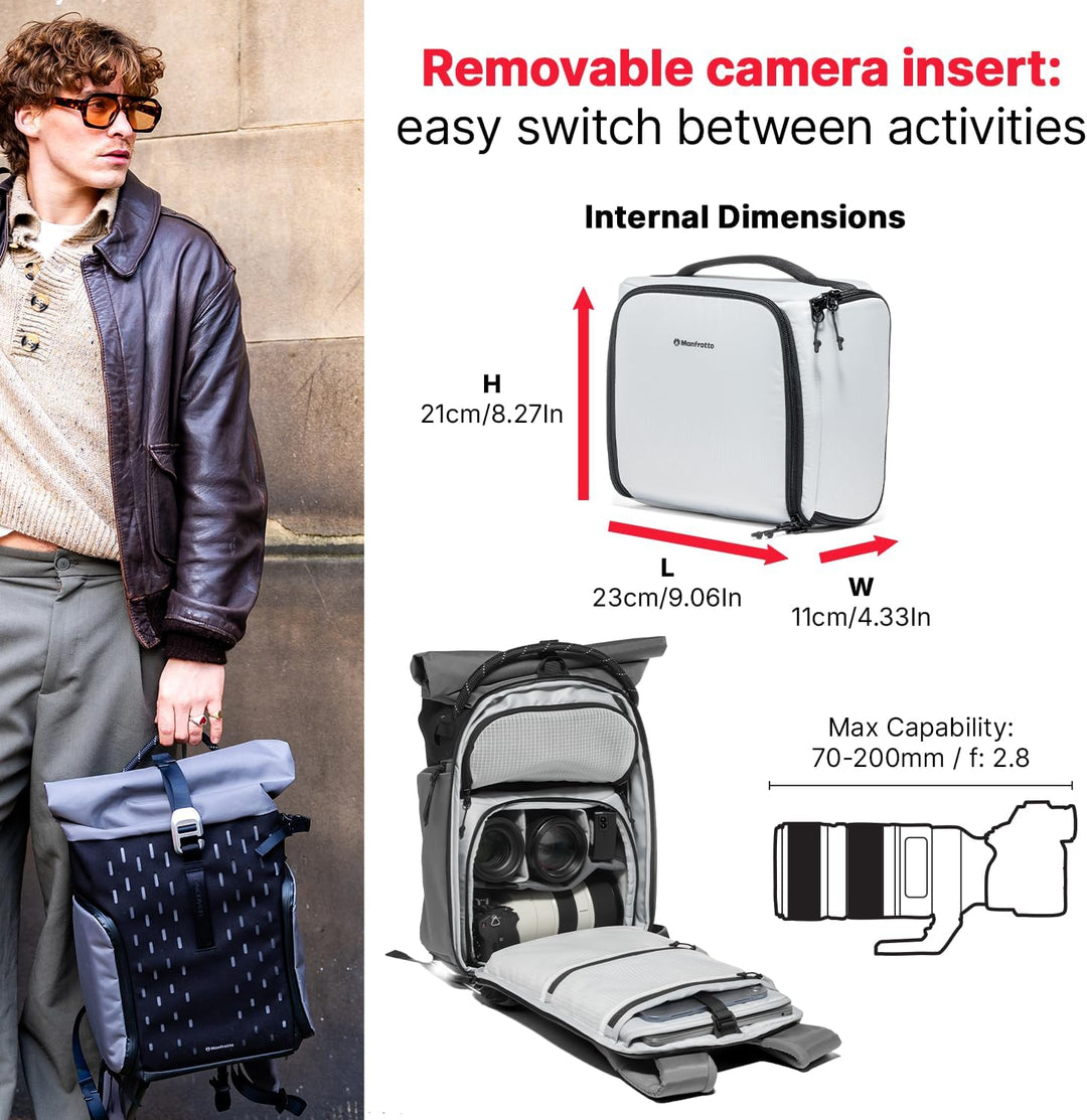Manfrotto Uncover Kamerarucksack 24L, erweiterbarer Rolltop | wasserdichter Fotorucksack für Reise &amp;