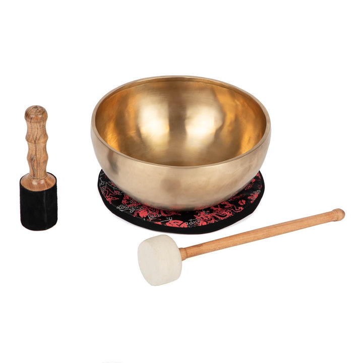 Bodhi Tibetische Klangschale Ø 24 cm | Handgefertigtes Klangschalen Set inkl. Kissen & Klöppel | Sin