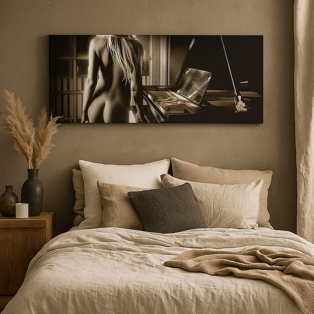 Wandbilder Dekoration Wohnzimmer Frau Nackt Geheimnis Panorama Bilder auf Leinwand 120x50cm Leinwand