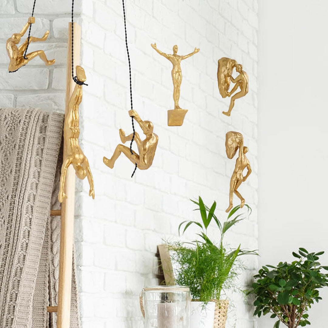 6er Set Kletterer Wanddeko Skulptur – Nordisch-Moderne Deko Figur, Einzigartige Kletternde Figur für
