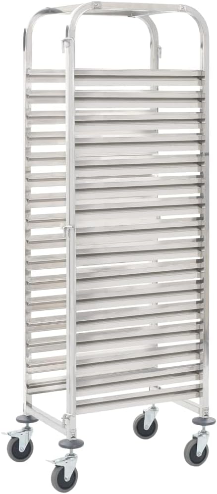 vidaXL Tablettwagen für 16 Tabletts Transportwagen Gastro Abräumwagen Regalwagen Stikkenwagen Blechw
