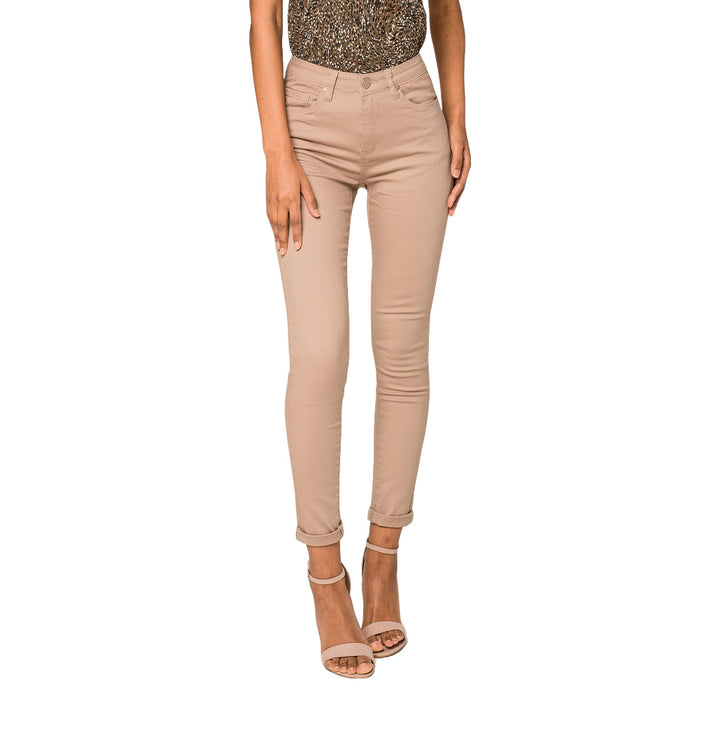 Nina Carter P109 Damen Skinny Fit Jeans High Waist Slim Hose Figurbetonte Stretch Jeanshose M Taupe