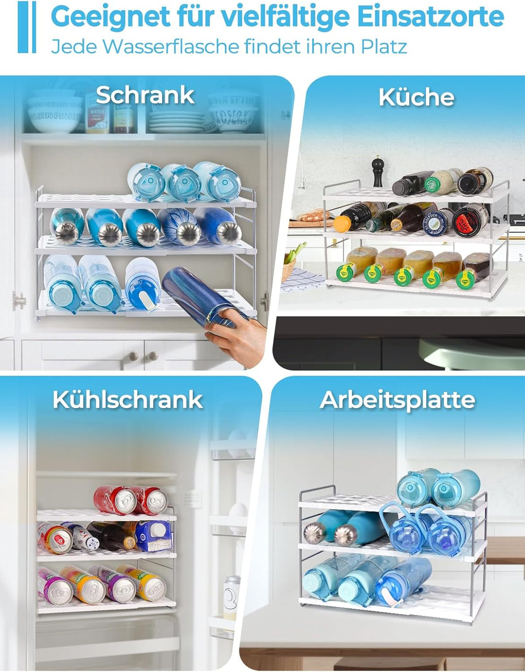 mepure Flaschen Organizer – Ausziehbares & Verstellbares Flaschenregal Schrank (26.5–42 cm), Flasche