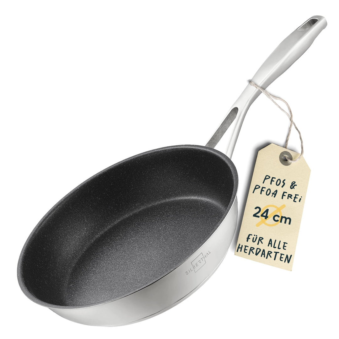 SILBERTHAL Bratpfanne Induktion 20 cm - Beschichtete Pfanne - Edelstahl - Für alle Herdarten und Ofe