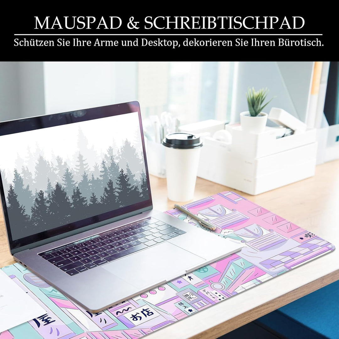 Mauspad Rosa Schreibtischunterlage Japan 80x30cm Japanisch Mousepad XL Gross Mauspad Japanische, Com