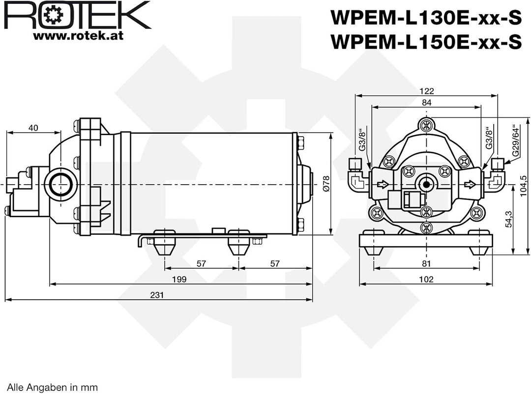 Mini-Membranpumpe mit 24V Gleichstrommotor, WPEM-L150E-24-S, WPEM-L150E-24-S