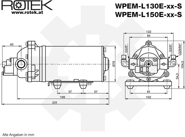 Mini-Membranpumpe mit 24V Gleichstrommotor, WPEM-L150E-24-S, WPEM-L150E-24-S