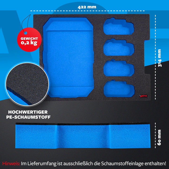 APTEX Schaumeinlage passend für Bosch Akku-Arbeitsleuchte GLI 18V-1900 für Bosch L-Boxx 136