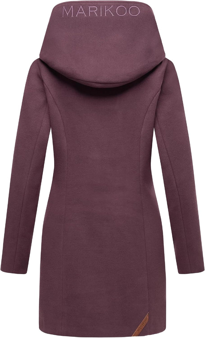 MARIKOO Damen Mantel in Wollmantel-Optik Warmer Trenchcoat mit Kapuze Maikoo XS-5XL XXL Dusty Plum,