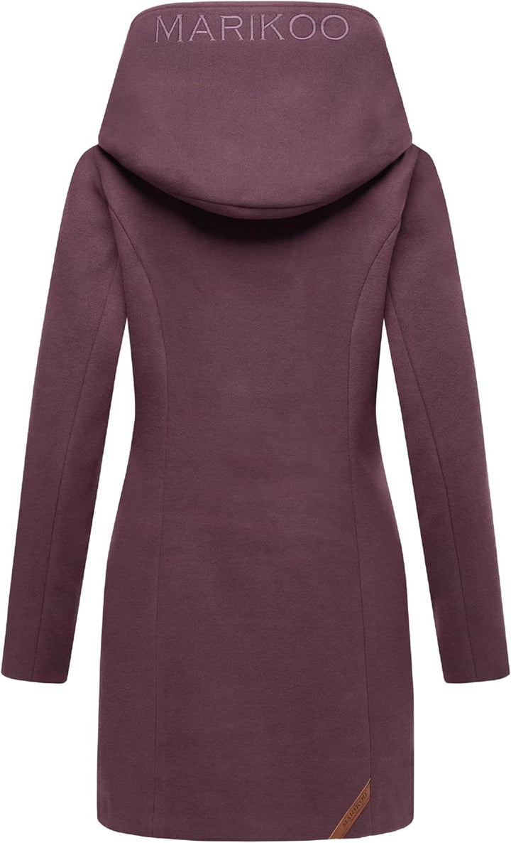 MARIKOO Damen Mantel in Wollmantel-Optik Warmer Trenchcoat mit Kapuze Maikoo XS-5XL M Dusty Plum, M