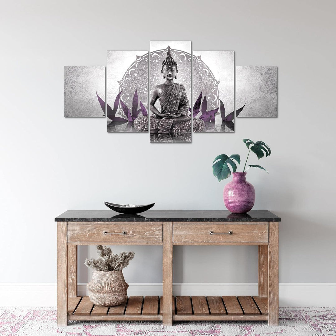 Runa Art Wandbilder Buddha 5 Teilig Bild auf Vlies Leinwand Deko Wohnzimmer Schlafzimmer Orientalisc