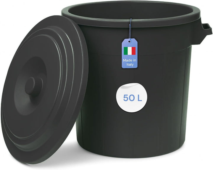 YourCasa Mülltonne 2 x 50L - Mülleimer mit Deckel - Tonne mit Trageriffen für Garten - Futtertonne o