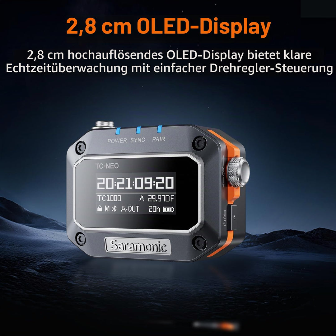 Saramonic TC-NEO | Zeitcode-Generator mit 2,4 GHz und Bluetooth-App, drahtlose Steuerung und Synchro