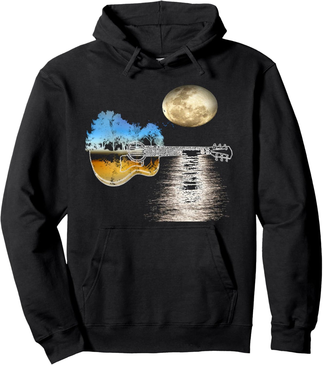 Konzertgitarre,Akustik Gitarre in Romantischem Mondlicht Pullover Hoodie