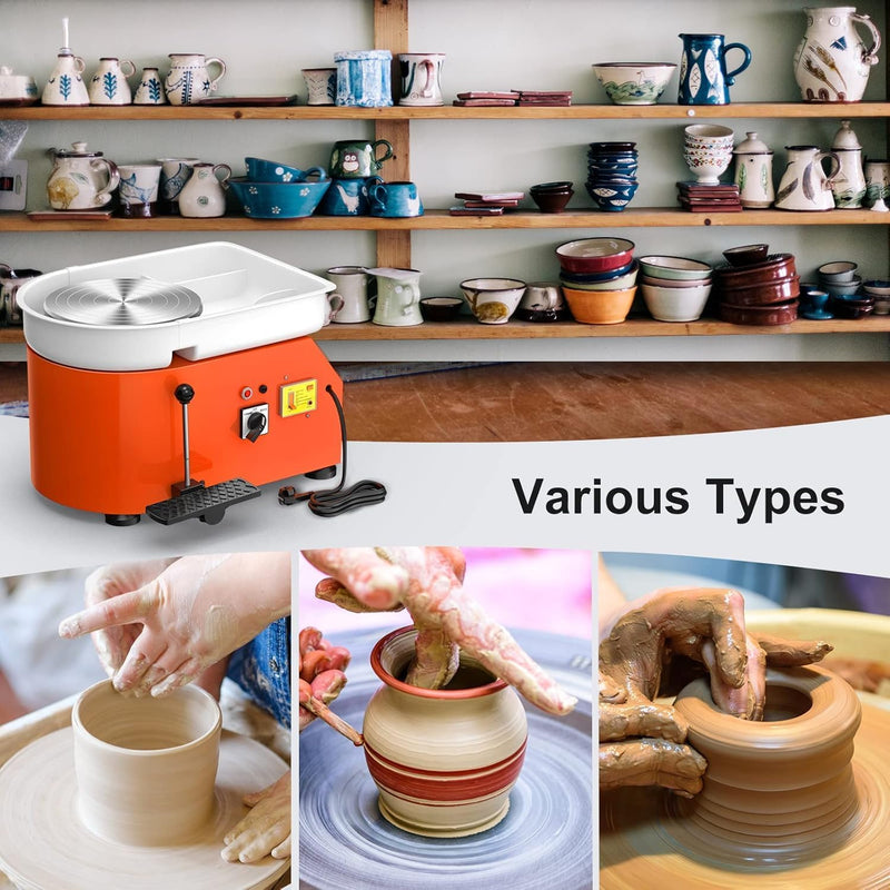 VAYOTOY Elektrische Töpferscheibe 25CM 350W Professionelle Töpferscheibe Formmaschine Keramik Clay M