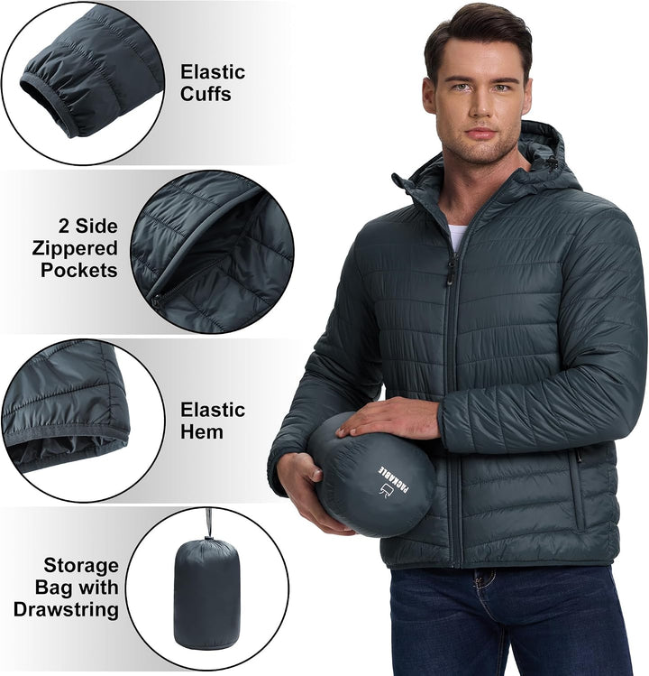 33,000ft Herren Leichte Steppjacke Outdoor Wasserbeständige Übergangsjacke Warme Winterjacke für Män