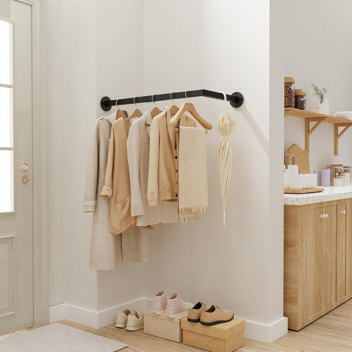 Yawinhe Industrierohr Kleiderstangen für die Wand, Garderobenstange L-Form, Abnehmbare Kleiderstände