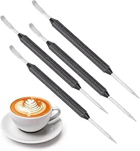 4 Stück Edelstahl Kaffee Kunst Stift 14 cm Latte Art Pen Needle Latte Kunststift Barista Latte Pen K