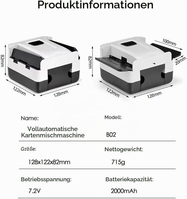 Karten Mischer Kartenmischmaschine, Automatischer Kartenmischer für 1-2 Decks, Elektrische Mischmasc