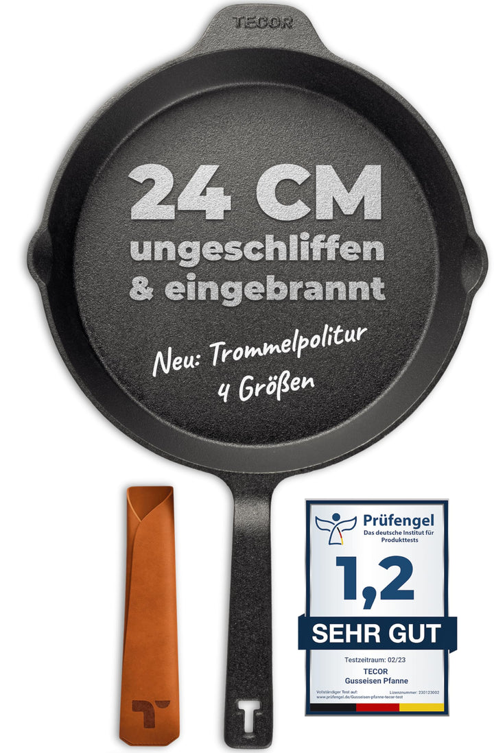 Gusseisenpfanne Induktion 24 cm ungeschliffen, universell, natürlich - Langlebige Pfanne Gusseisen 2