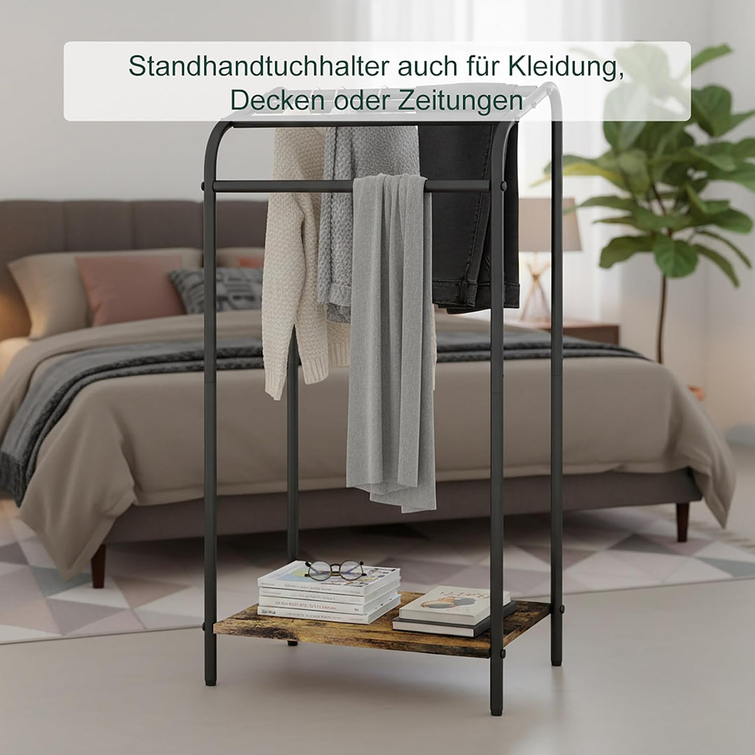 Relaxdays Handtuchständer mit Ablage, HBT 79,5x41,5x28,5cm, Industrial, 4 Stangen, Handtuchhalter st