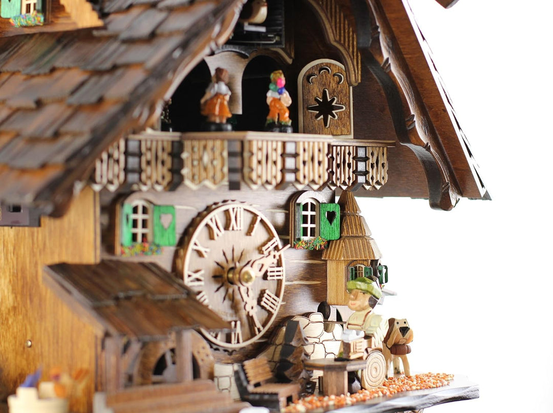 Kuckucksuhr Kuckuckuhr Echtholz NEU batteriebetriebenes Quartzwerk Musik Kuckuckruf Eble -Schwarzwal