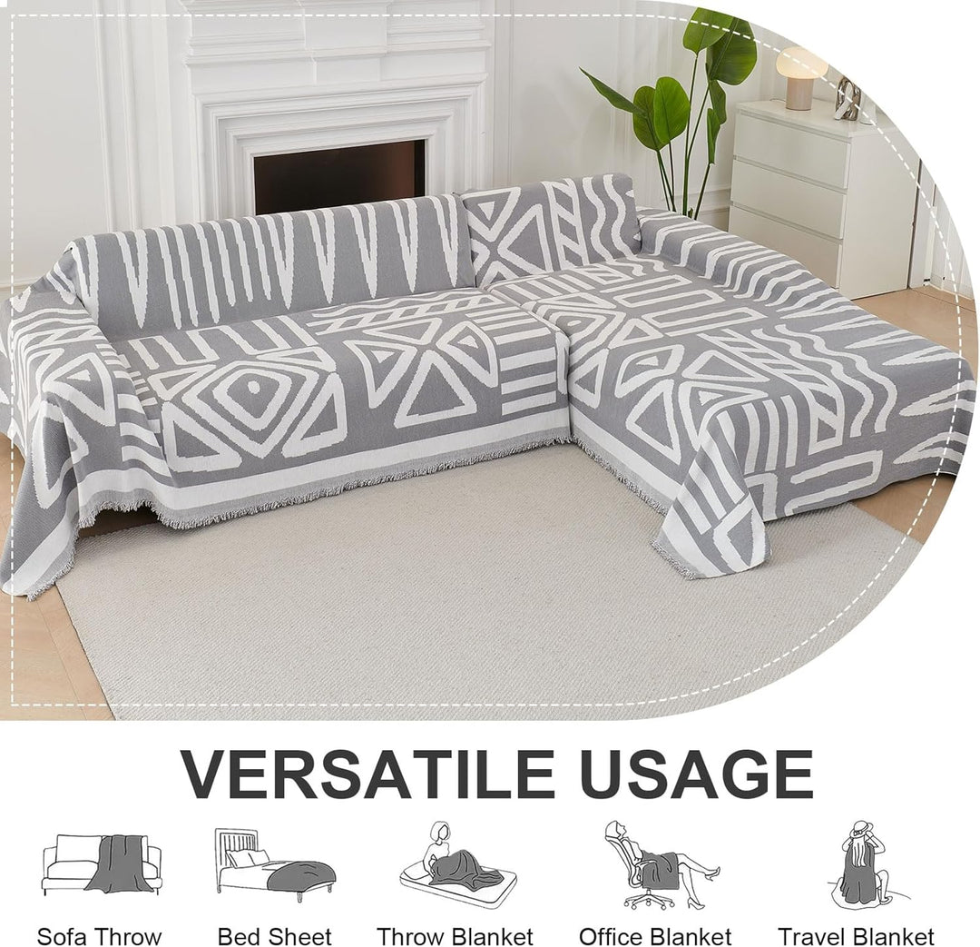ShowyLive Sofa Überwurfdecke Sofa Überzug 2er Set für Ecksofa L-Form Sofabezug 3 Sitzer+3 Sitzer, Ch