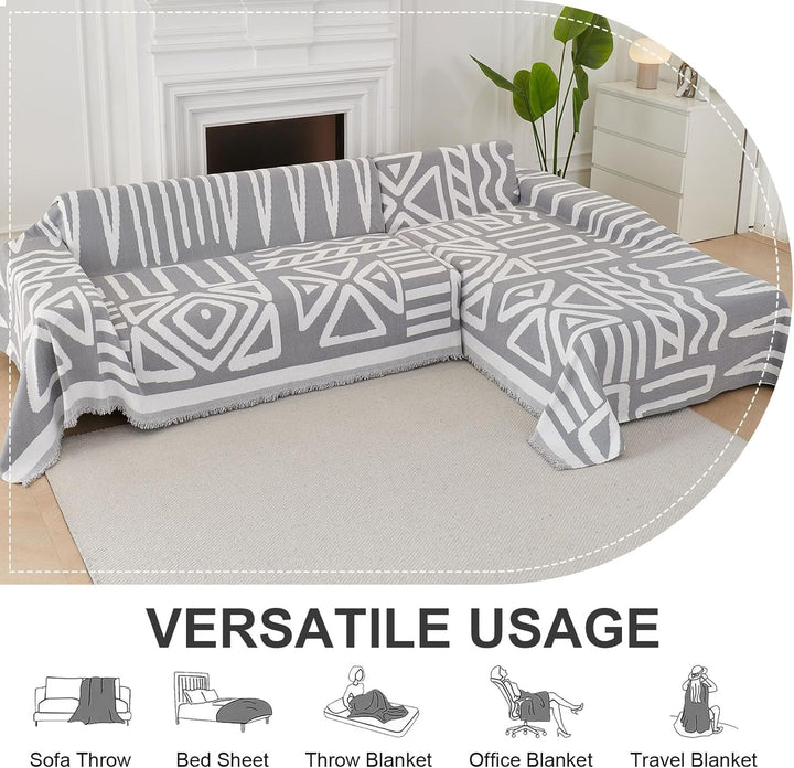 ShowyLive Sofa Überwurfdecke Sofa Überzug 2er Set für Ecksofa L-Form Sofabezug 3 Sitzer+3 Sitzer, Ch