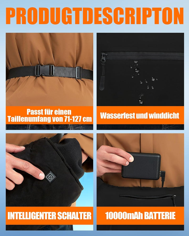 CYCYHEAT 10000mAh Akku Beheizbare Handwärmer Muff Wiederaufladbar Jagdtasche mit 3 Einstellbare Temp