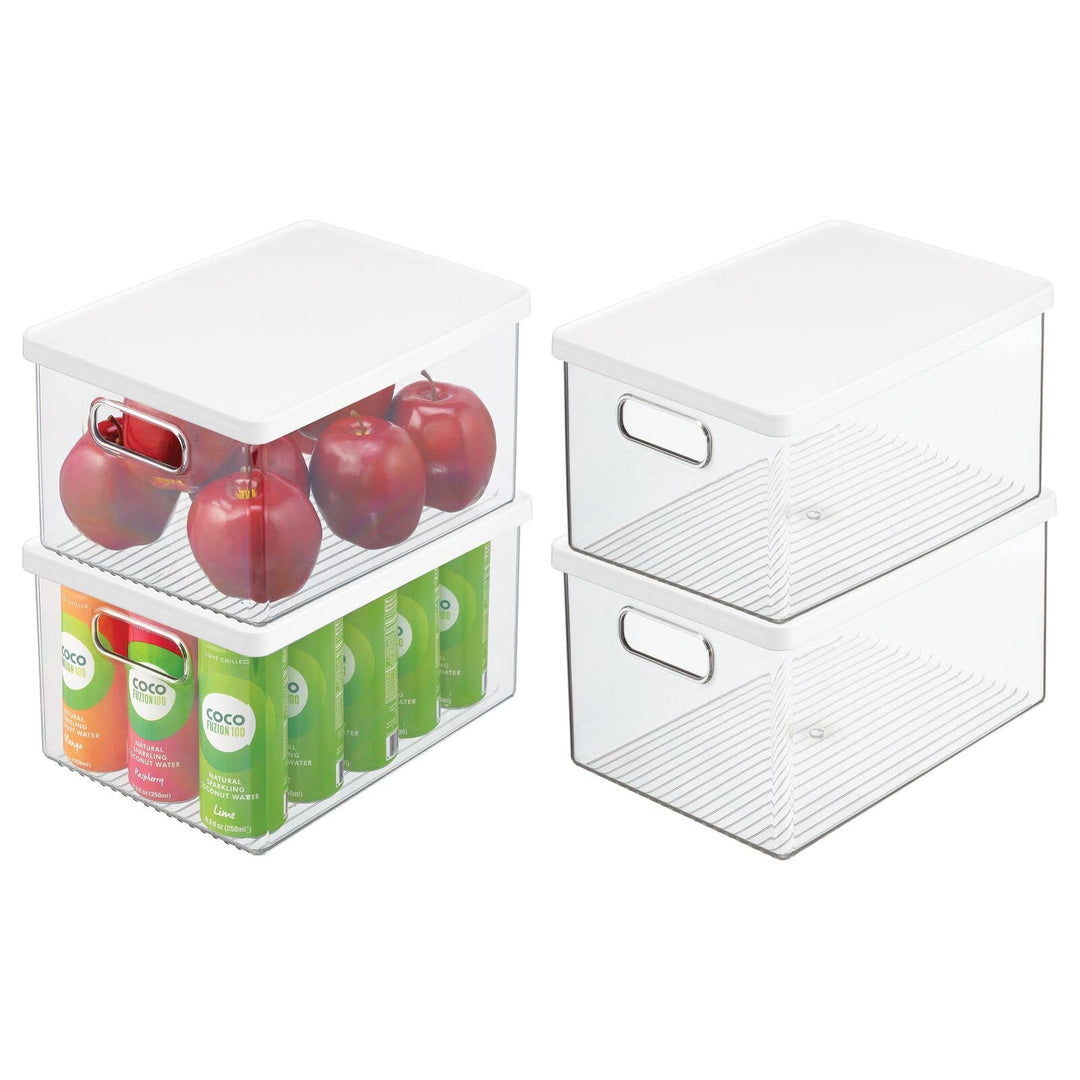 mDesign 4er-Set Kühlschrankbox – Kühlschrank Vorratsdose mit Griffen und abnehmbarem Deckel – lebens