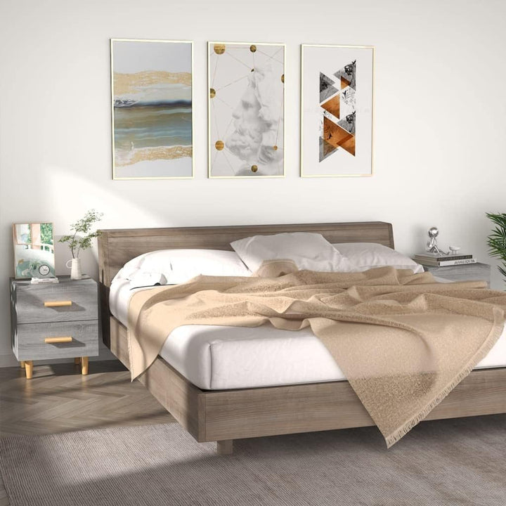 homiuse 44x40x47,5 cm 2 STK Nachttisch NachtkäStchen Grau Sonoma NachtischschräNke Mini Kommode Nach
