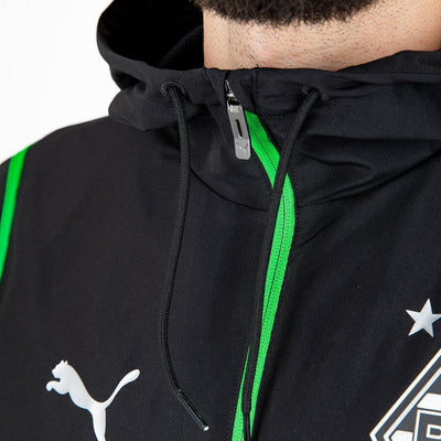 Puma Borussia Mönchengladbach Prematch Woven Jacket BMG Kapuzenjacke Gladbach PUMA BLACK / PUMA GREE