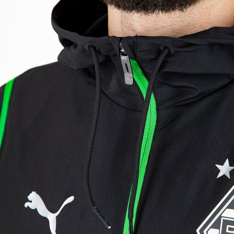 Puma Borussia Mönchengladbach Prematch Woven Jacket BMG Kapuzenjacke Gladbach PUMA BLACK / PUMA GREE