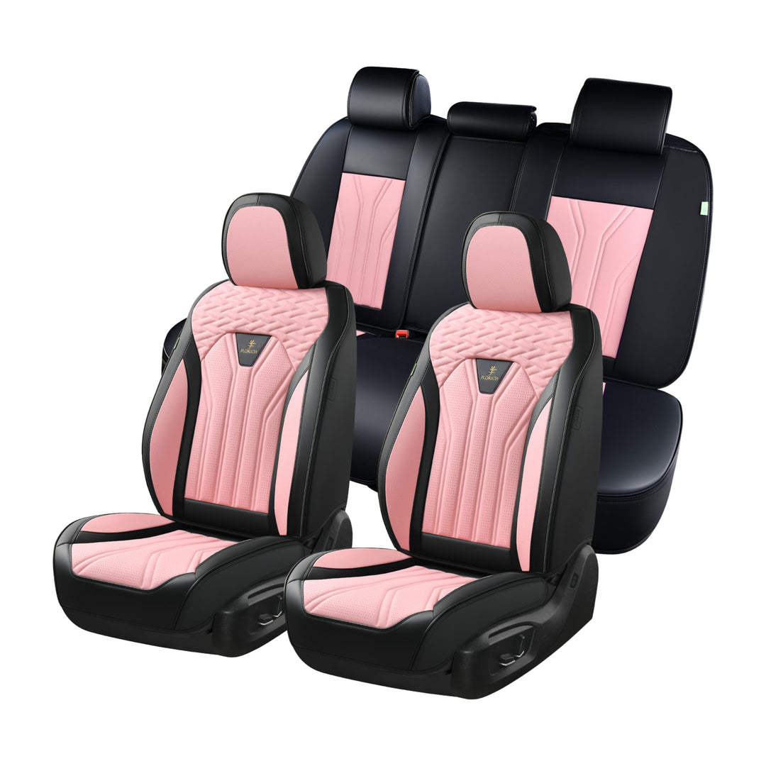 FLORICH Autositzbezüge Kunstleder, Vorder- und Rücksitzbezüge, 5 Stück, komplettes Set, universell p