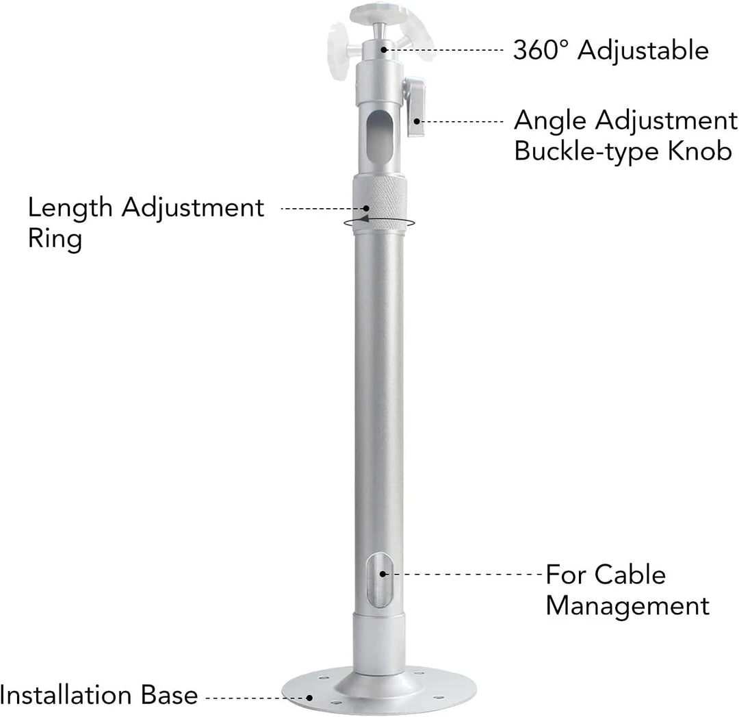 Drsn Universal Beamer Deckenhalterung - Höhenverstellbar 35 - 60cm - Traglast 5kg - 360° Drehbar, Pr