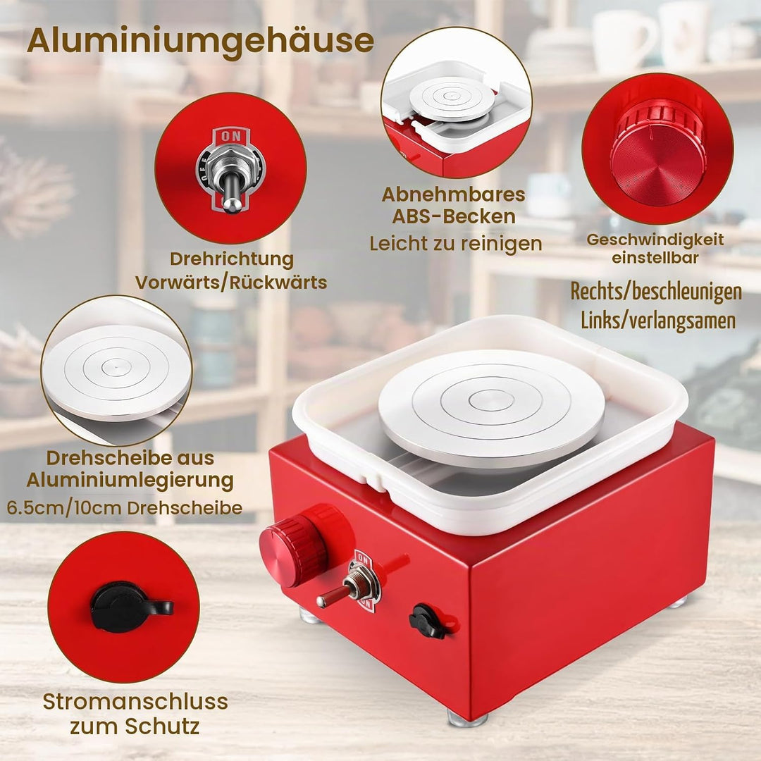 Töpferscheibe, Töpferscheibe Elektrisch mit 2000 U/min Einstellbare Geschwindigkeit, Pottery Wheel m