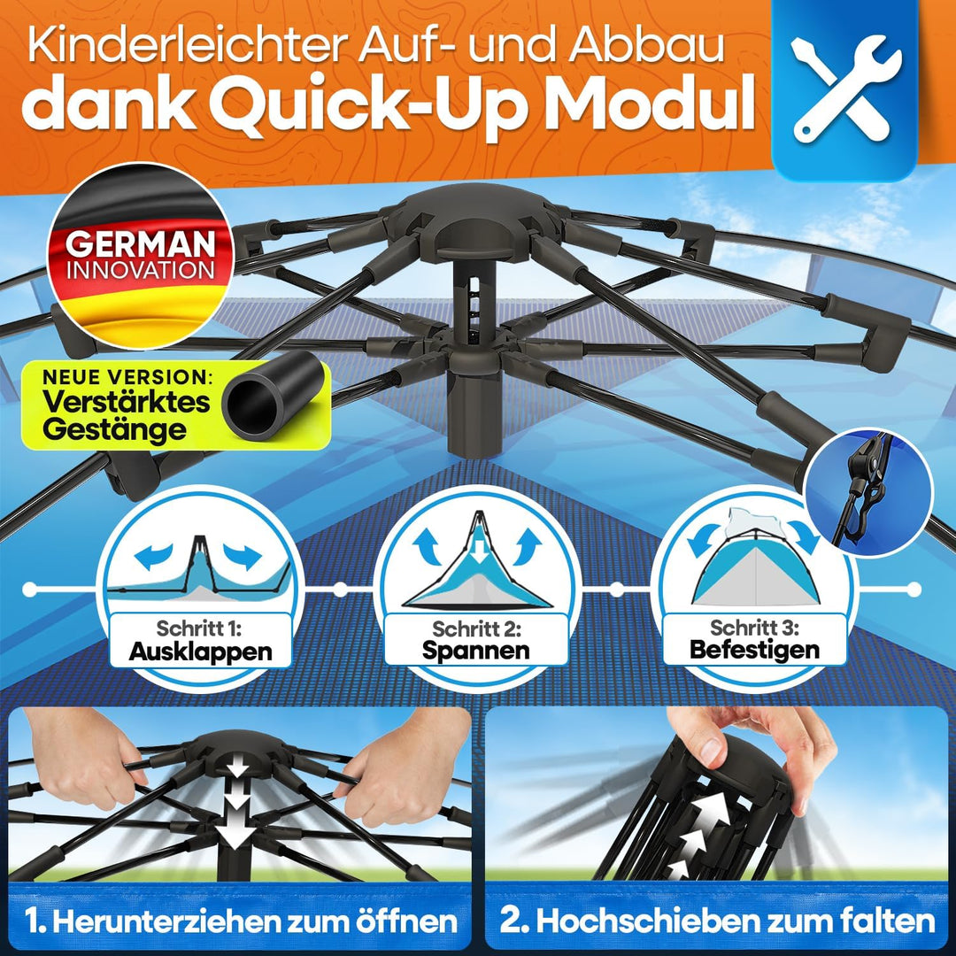 Aretus Wurfzelt - extra wasserdicht & stabil, schneller Auf & Abbau in 45 Sekunden | Wurfzelt 2 Pers