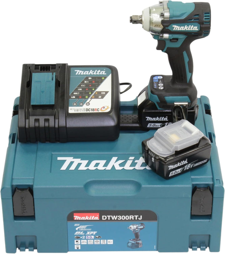 Makita DTW300RTJ Akku-Schlagschrauber 18 V / 5,0 Ah, 2 Akkus + Ladegerät im