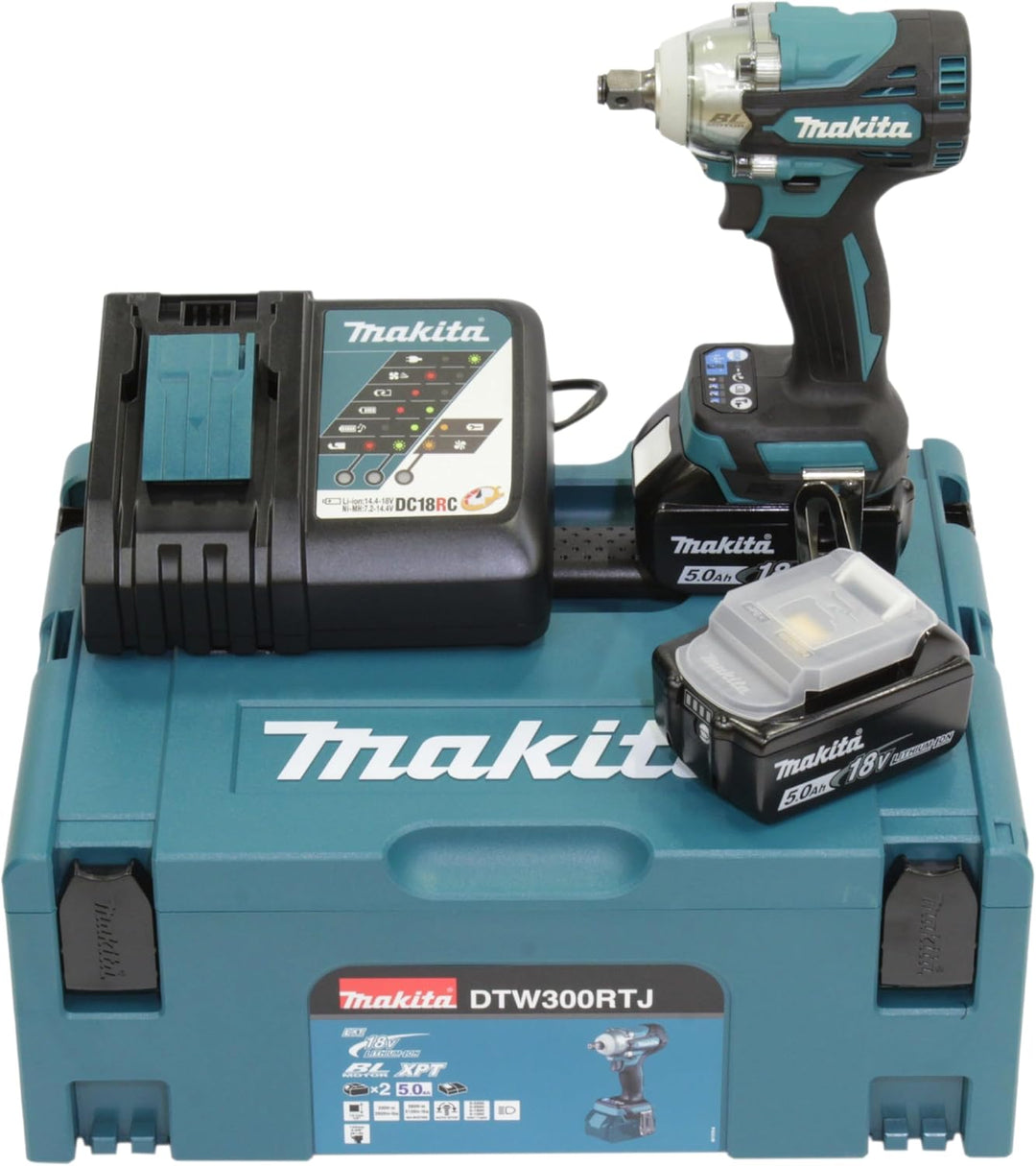 Makita DTW300RTJ Akku-Schlagschrauber 18 V / 5,0 Ah, 2 Akkus + Ladegerät im