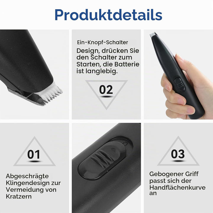 Agatige Hundetrimmer für die Fellpflege, 3W 3V EIN-Tasten-Schalter Geräuscharm elektrischer Hundehaa
