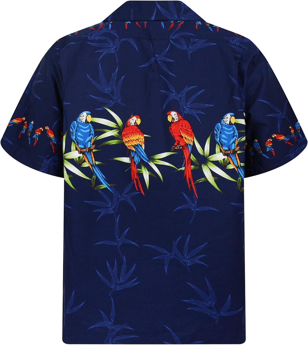 P.L.A. Pacific Legend Original Hawaiihemd, Kurzarm, Papagei Brustdruck, Blau, L