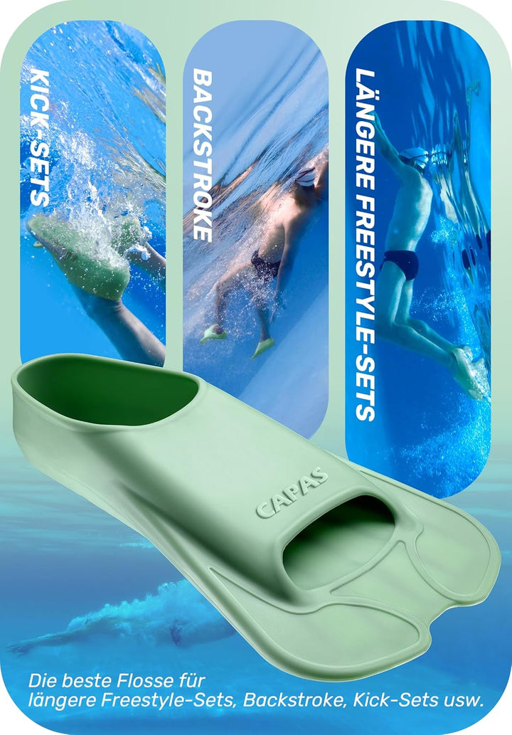 CAPAS Kurze Trainingsflossen für Schwimmen | Komfortable Silikon Schwimmflossen | Kurzflossen | Tauc