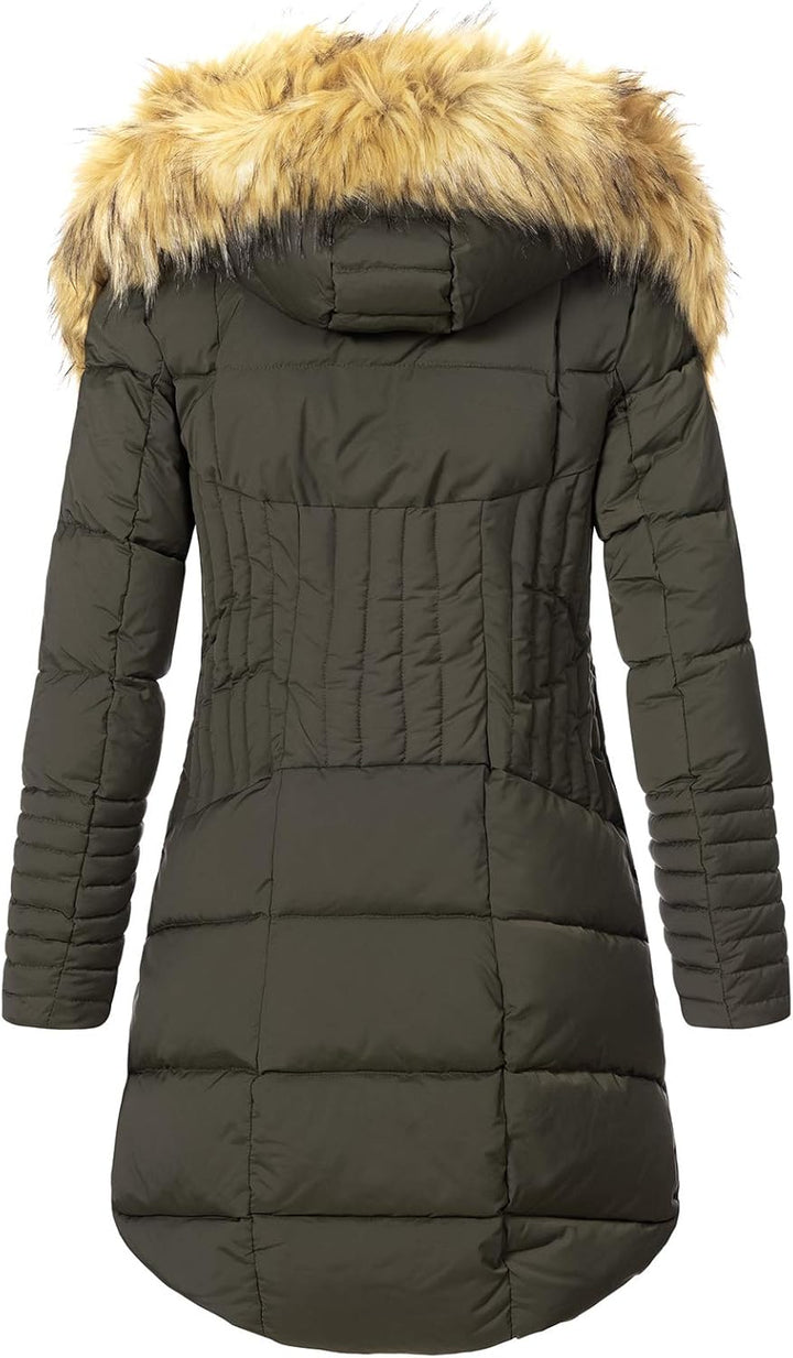 Rock Creek Damen Winter Jacke Mantel Kunstfellkragen D-434 S Dunkelgrün, S Dunkelgrün